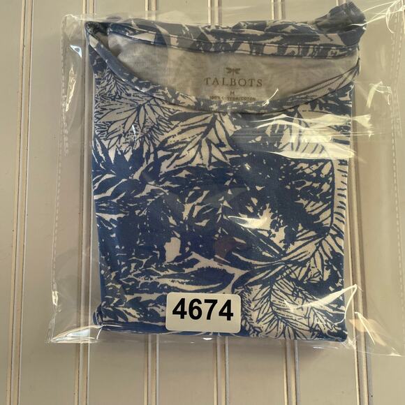 Talbots Size M t-shirt round collar tropical print - Picture 8 of 9